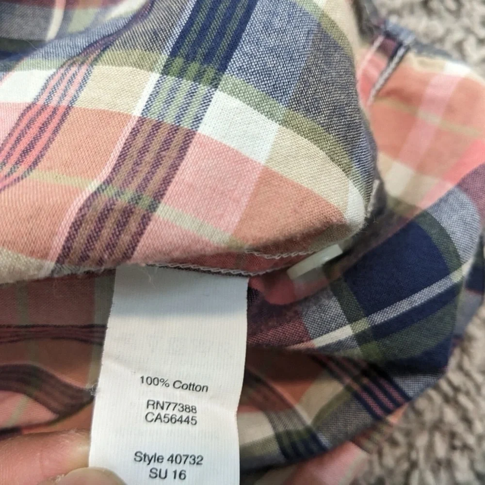 J Crew Button Down Shirt Mens Large “Summer Plaid” Pink &Gray Long Sleeve Preppy